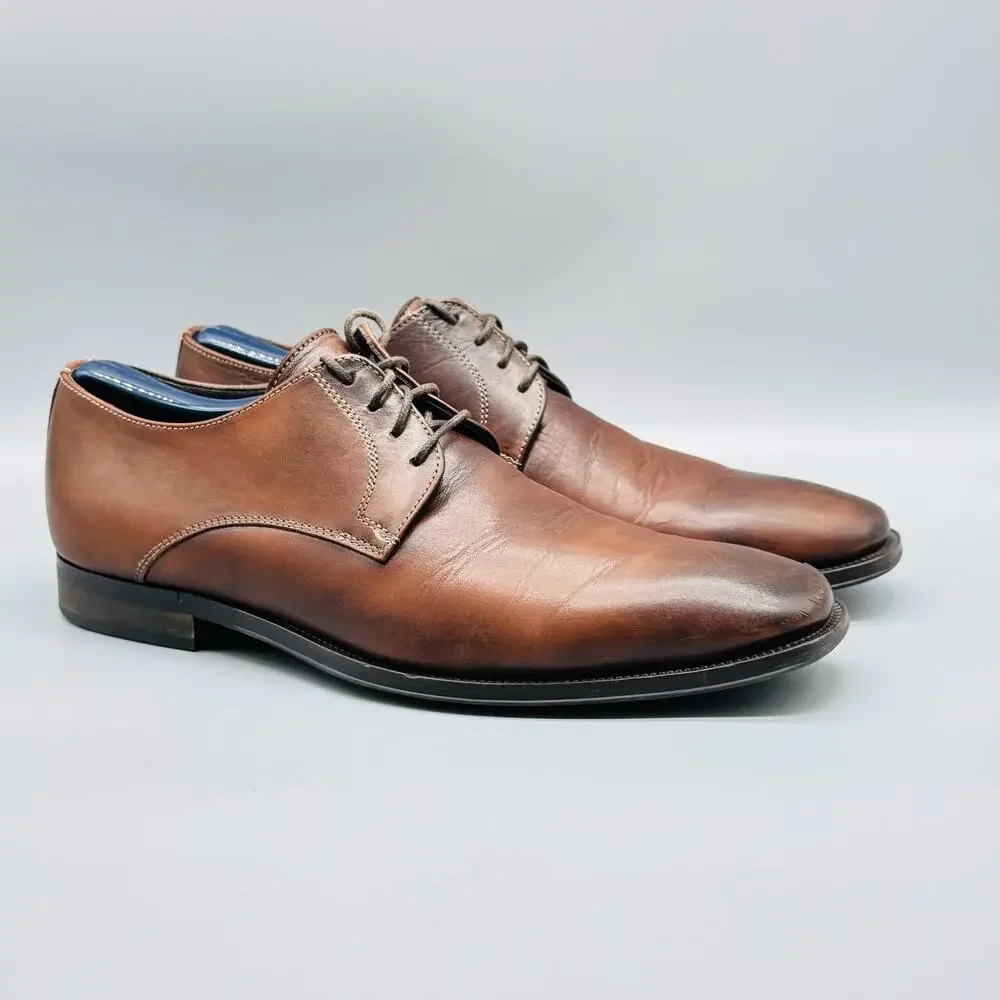 To Boot New York Shoes Mens 8 Brown Leather Derby Oxford Lace Up Dress Formal